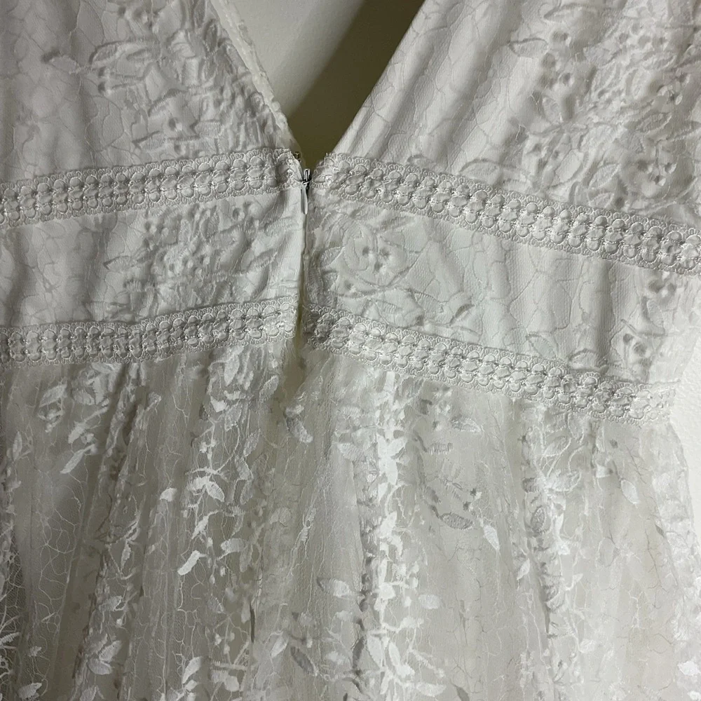 Lulus Sweetest Beloved White Mesh Embroidered Sleeveless Bride Maxi Dress NWT 1X - Picture 9 of 16